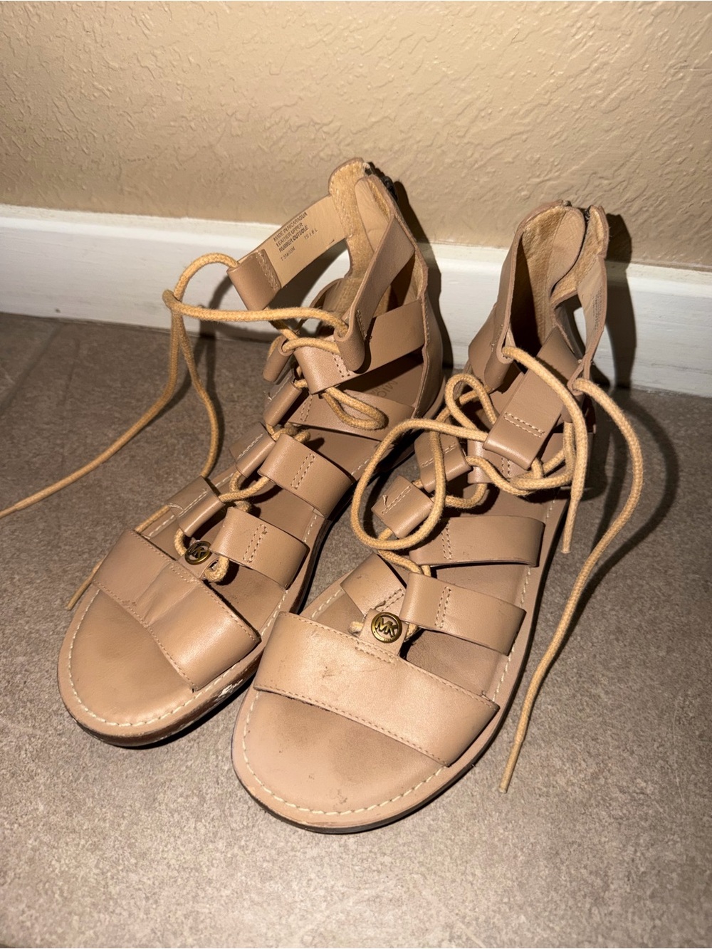 Michael Kors Women's Lace-Up Sandals in Beige 7.5